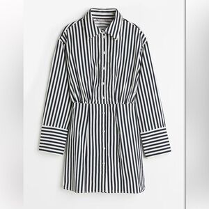 Dark Navy & White Striped Shirt Dress